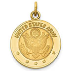14K Gold United States Army Medal Pendant Necklace