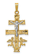 14K Two-Tone Caravaca De La Cruz Crucifix Pendant