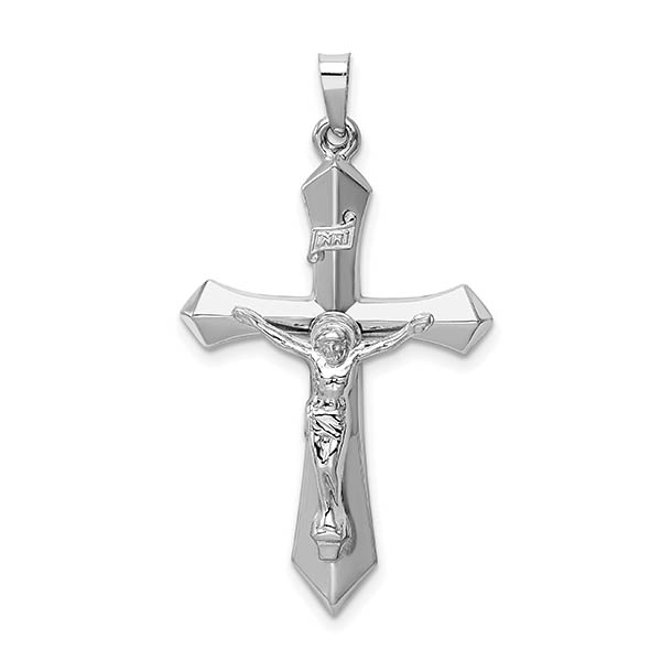 14K White Gold Sword of the Spirit Crucifix Pendant