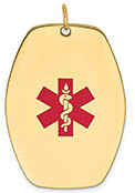 Large 14K Gold Medical ID Oval Dog Tag Necklace