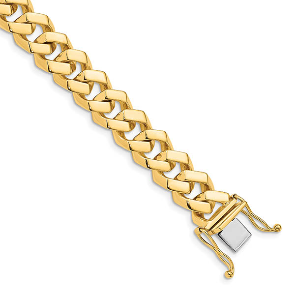 14K Gold Men's Angular 10mm Curb Link Bracelet