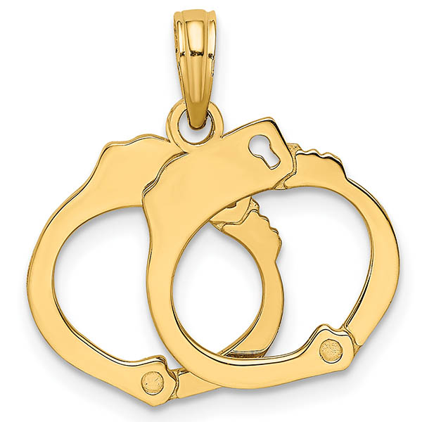 14K Gold Moveable Handcuffs Pendant