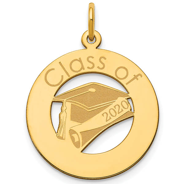 14K Gold Personalized Graduation Cap and Diploma Pendant with Name and Year