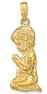 14K Gold Praying Boy Pendant Necklace