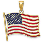 14K Gold Red, White & Blue American Flag Necklace