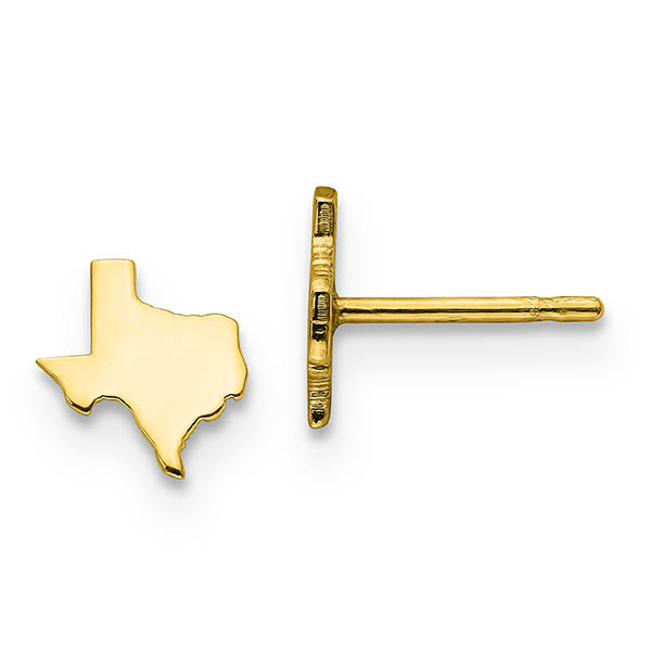 14K Gold Small Texas Stud Earrings, Engravable