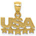14K Gold USA Necklace Pendant with Stars