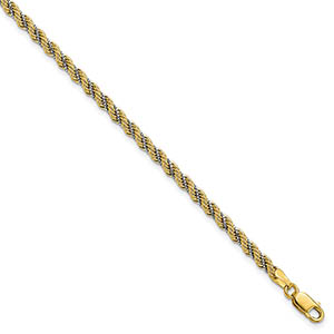 14K Italian Two-Tone Gold 3.25 Rope Chain Necklace, 18