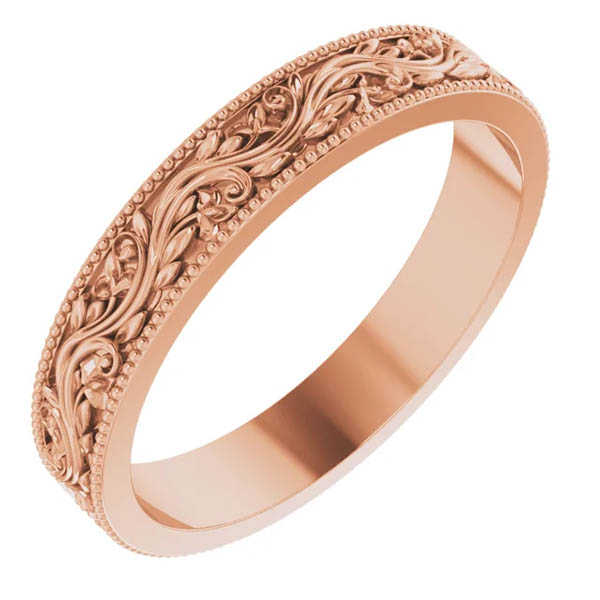 14K Rose Gold Sculptured Paisley Wedding Band Ring