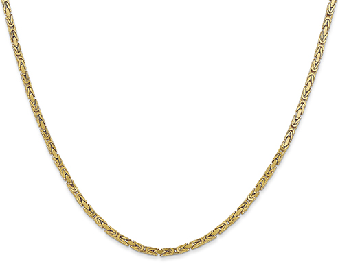 14K Solid Gold 2mm Byzantine Chain Necklace