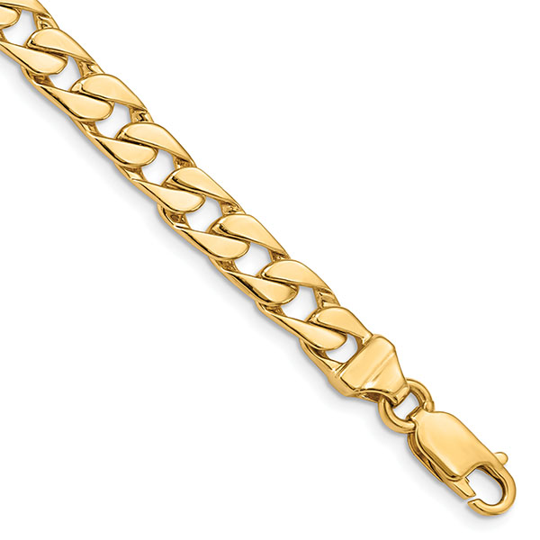 14K Solid Gold Men's Semi-Square Curb Link Bracelet