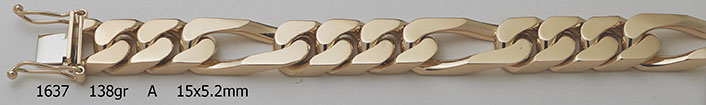 14k solid gold handmade flat figaro bracelet
