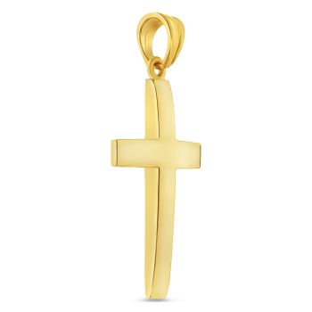 18K Gold Large Beveled Men's Cross Pendant 3