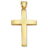 18k solid gold plain beveled cross pendant for men