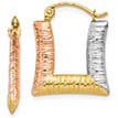Small 14K Tri-Color Gold Square Hoop Earrings