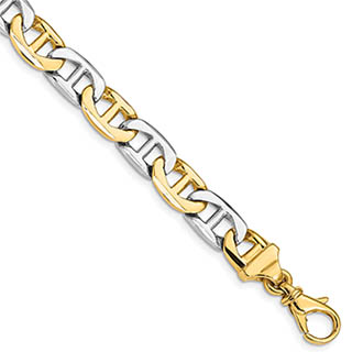 14K Two-Tone Gold 8mm Men's Mariner Link Bracelet