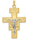 Apostles Crucifix Pendant in 14K Two-Tone Gold