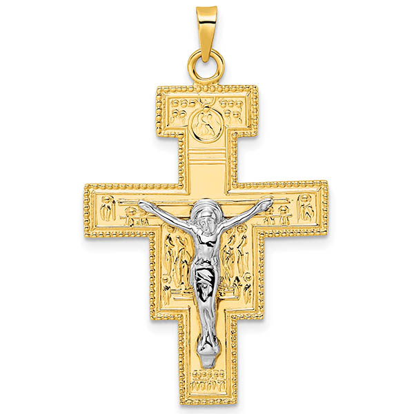 Apostles Crucifix Pendant in 14K Two-Tone Gold