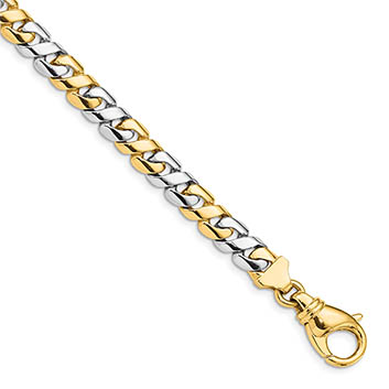 14K Two-Tone Gold Men's Fancy Curb Link Bracelet