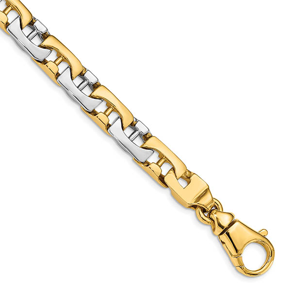 14K Two-Tone Gold Hand-Polished Men's Mariner Link Bracelet