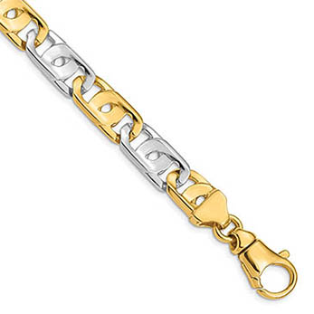 14K Two-Tone Gold Tiger's Eye Bracelet
