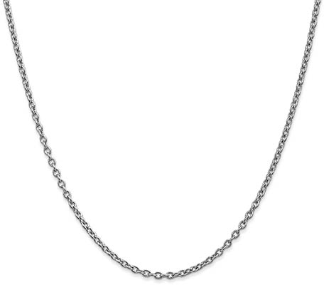 14K White Gold 2.4mm Cable Chain Necklace
