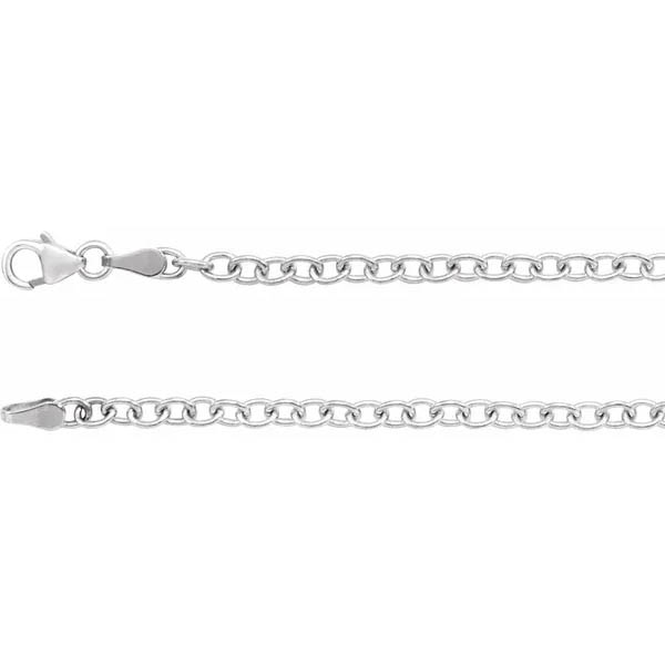 14K Solid White Gold Cable Chain Necklace (3.25mm)