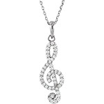 14K White Gold Diamond Treble Clef Necklace