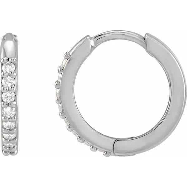 13k White Gold Diamond Huggie Earrings