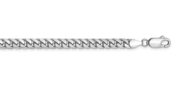 14K White Gold 4.3mm Miami Cuban Link Chain Necklace, 24 Inches