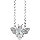 14K White Sapphire Bee Necklace