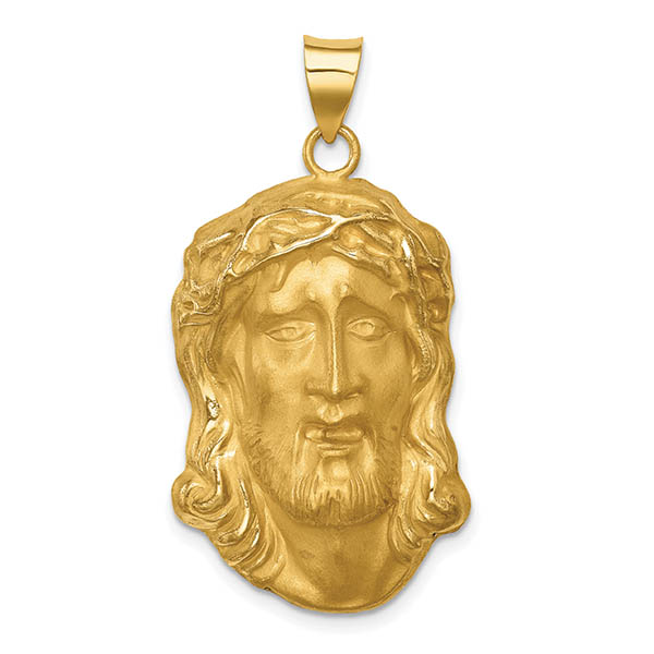 14K Yellow Gold Satin Face of Jesus Pendant
