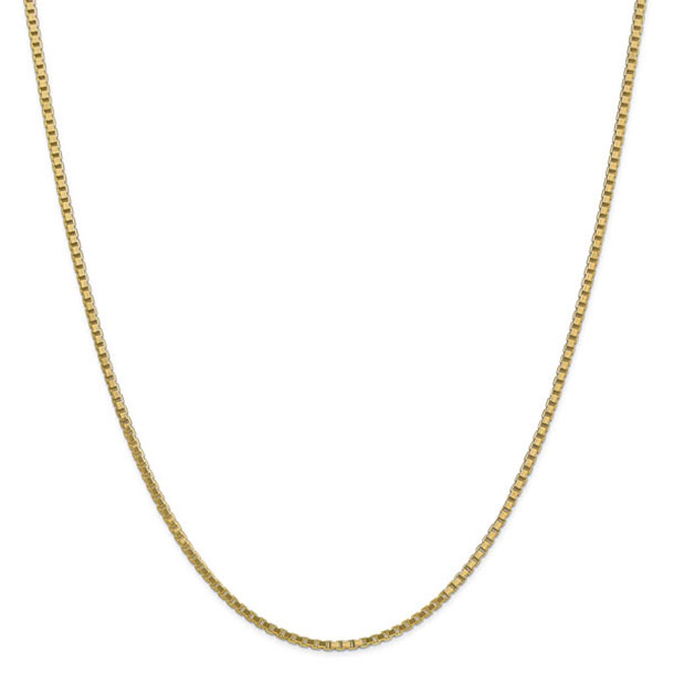 2.5mm 14K Solid Gold Box Chain Necklace