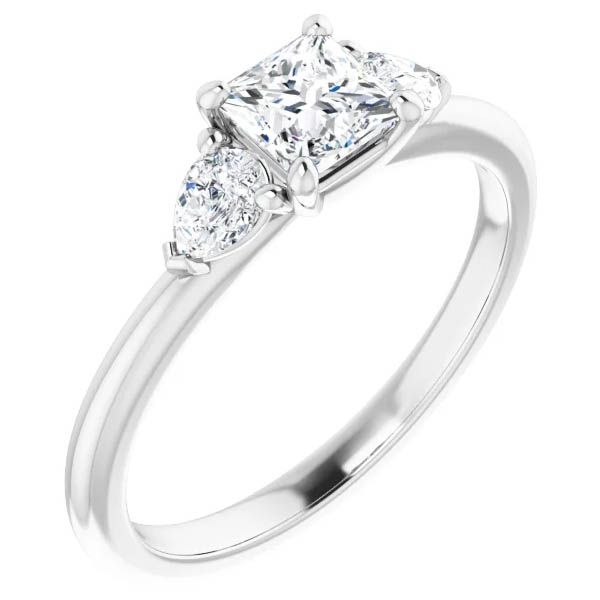 3/4 Carat Princess-Cut and Pear Diamond Engagement Ring