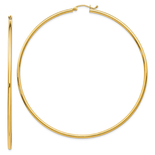 3" Extra Large 14k Gold Hoop Earrings