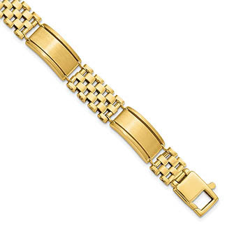 Italian 14K Gold Men's Polished and Brushed Contrasting Design Bracelet