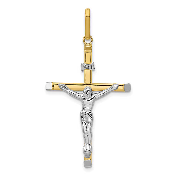 Men's Medium INRI 14K Two-Tone Gold Tube Crucifix Pendant