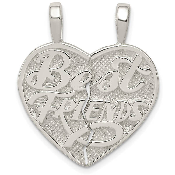 Best Friends Break-Apart Heart Necklace, Sterling Silver
