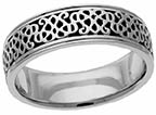 Sterling Silver Celtic Heart Knot Wedding Band Ring