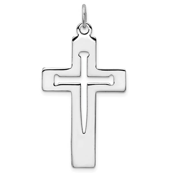 Cutout Cross of Nails Necklace in Sterling Silver