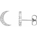 Diamond Crescent Moon Stud Earrings, 14K White Gold