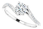 Diamond Subtle Twist Engagement Ring, 14K White Gold