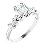 1 Carat Center Emerald-Cut Claw-Prong Engagement Ring