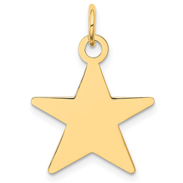 Engravable Star 14K Gold Charm Pendant