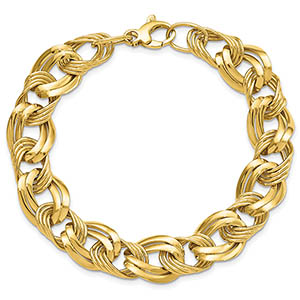 Italian 14K Gold Women's Bold Designer Link Bracelet