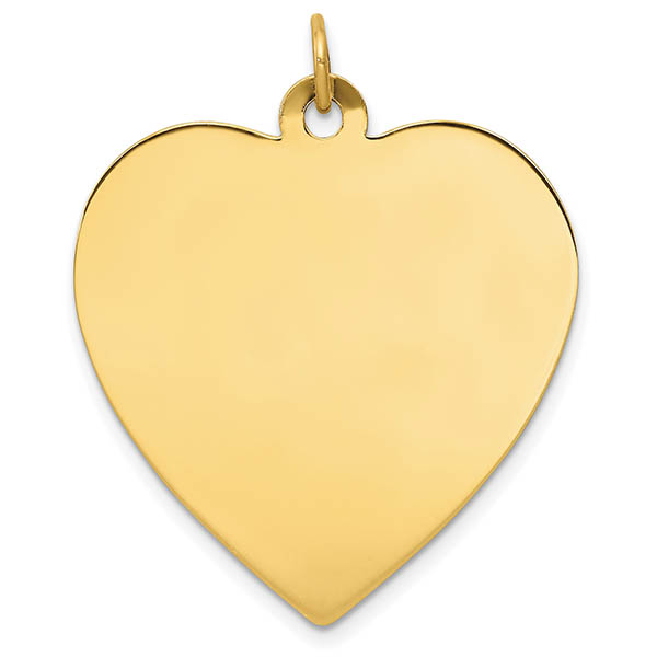 Large 14K Gold Engravable Heart Necklace Pendant