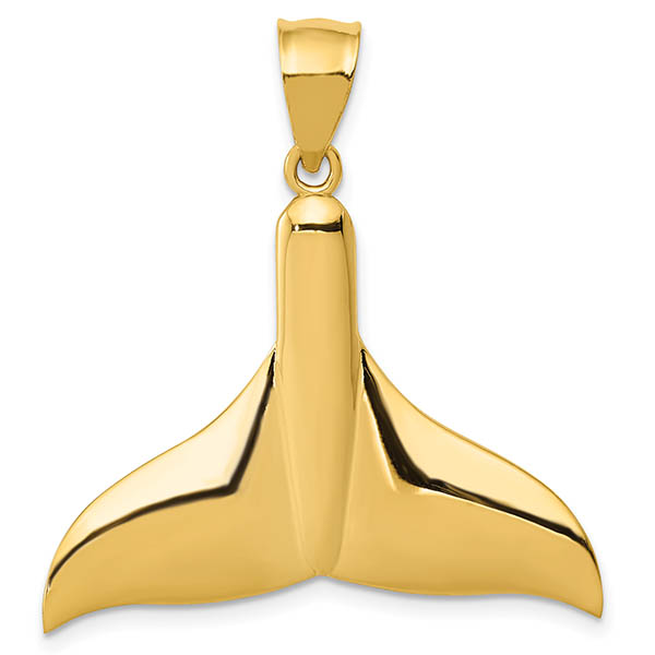 Large 14K Gold Whale's Tail Pendant