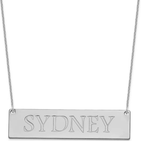 Large Sterling Silver Name Plate Necklace for Women