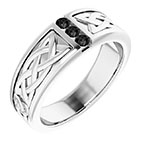 Men's Three Stone Black Diamond Celtic Wedding Band Ring