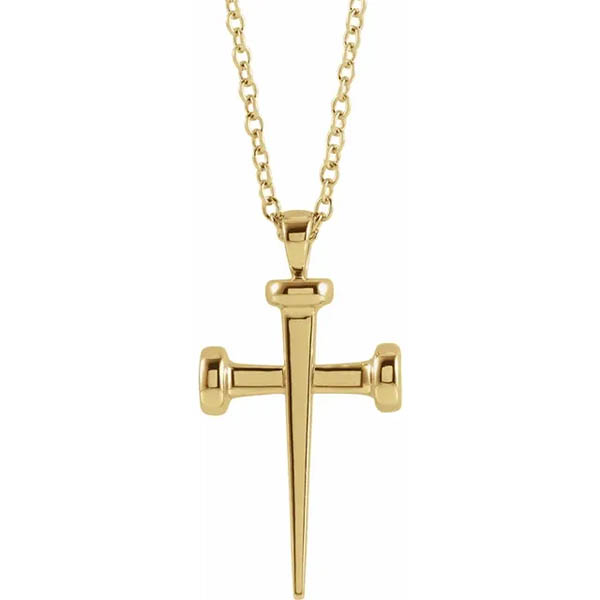 Nails Cross Necklace Pendant for Women in 14K Gold